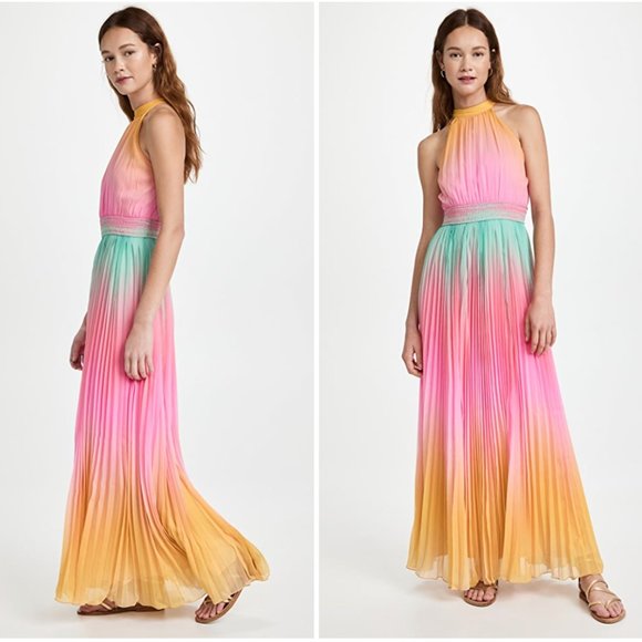 NWT ROCOCO SAND Zale Chiffon Long Dress in Multicolor XS - Picture 2 of 7